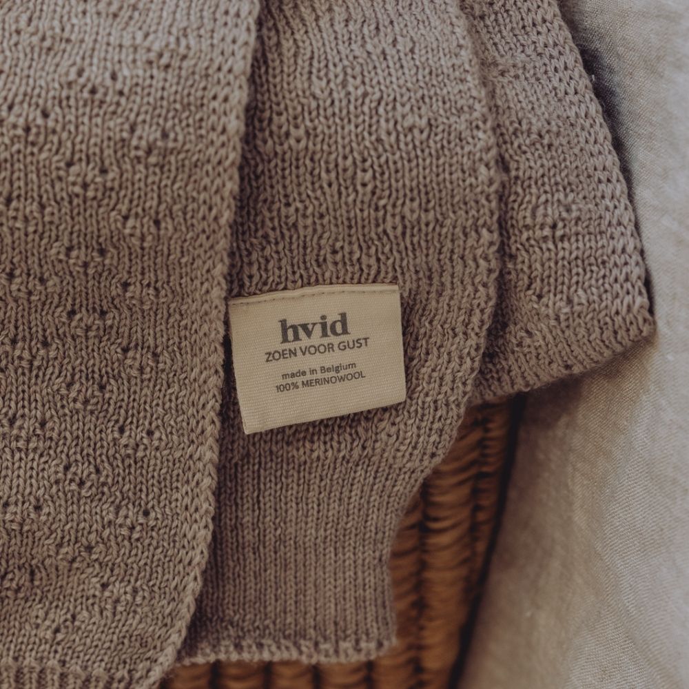 Hvid Hvid x Zoen voor Gust - Dora blanket - 100% Merino wool - Thick knit - Sesame Blankets Default Title