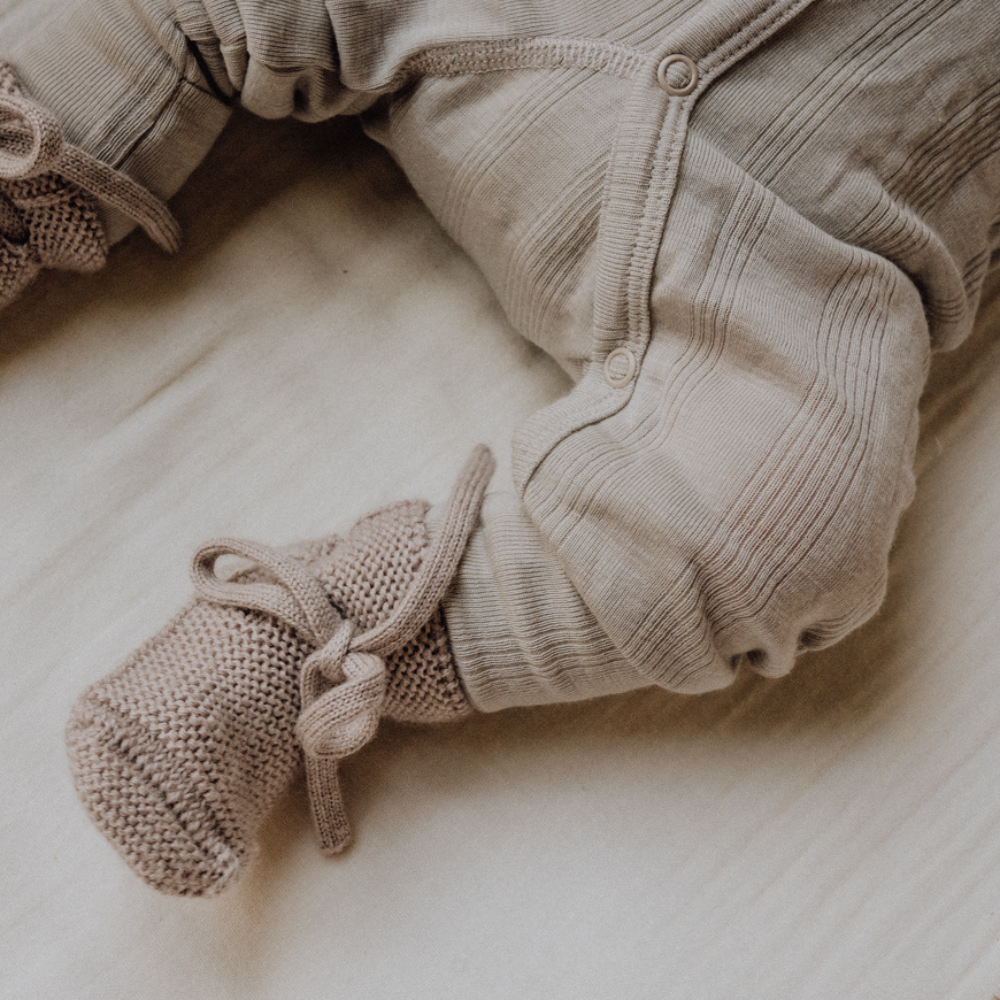 Tothemoon ☾ Tothemoon ☾ - Sleep suit - 2 in 1 Foot - Wool & silk - Needle pattern - Dove Clothing 50