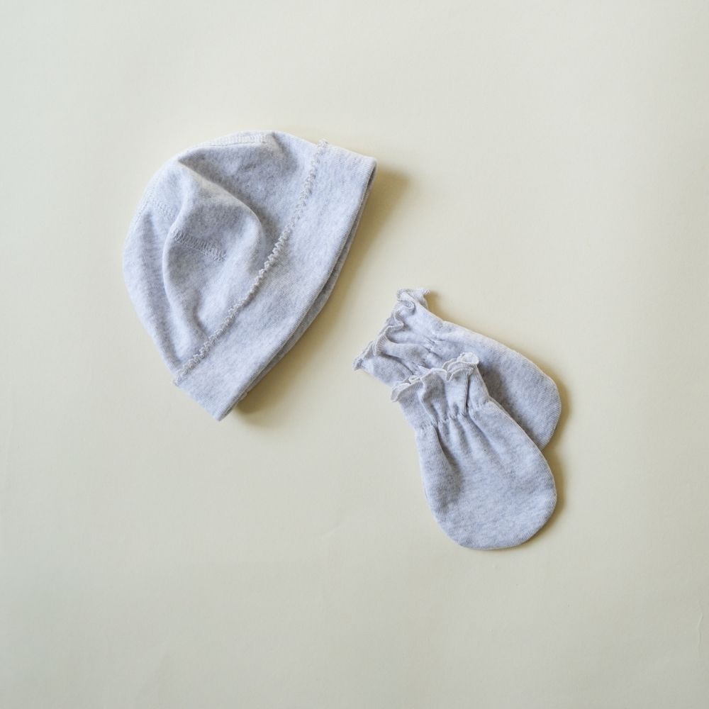 Tothemoon ☾ - Newborn scratch mittens - Organic cotton - Light grey