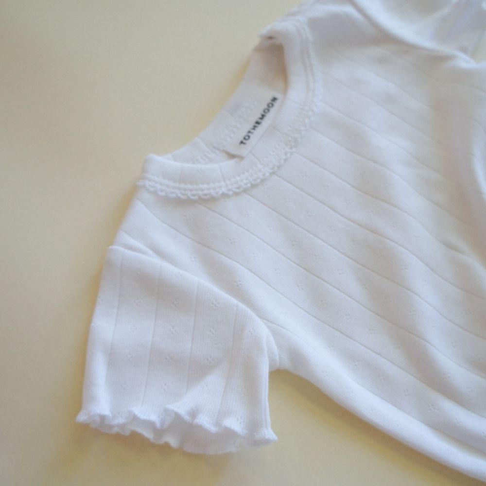 Body - Short sleeve - Curled ends - Organic cotton - Pointelle