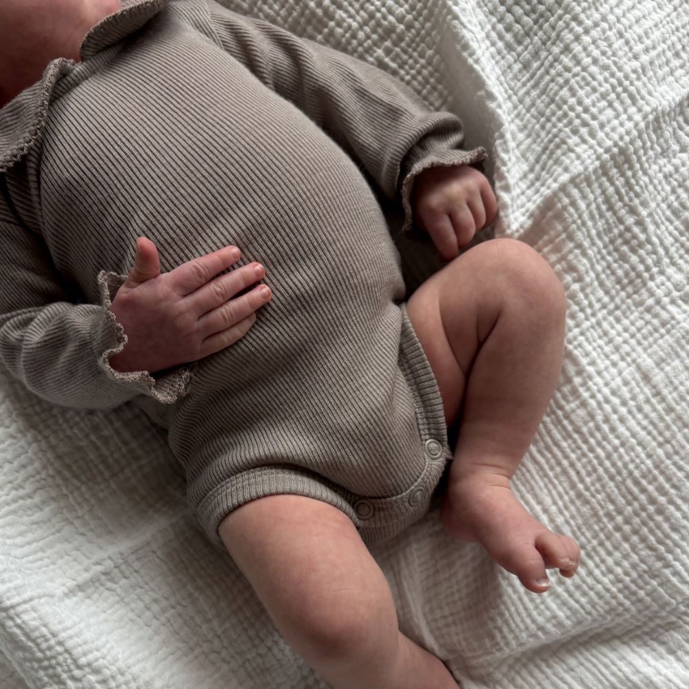 Collar Body - Long sleeve - 100% Wool - Rib - Taupe