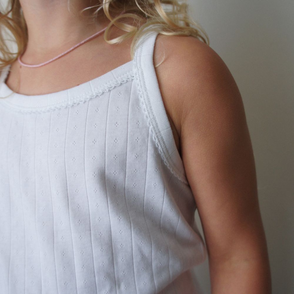 Strap top - Curled ends - Organic cotton - Pointelle