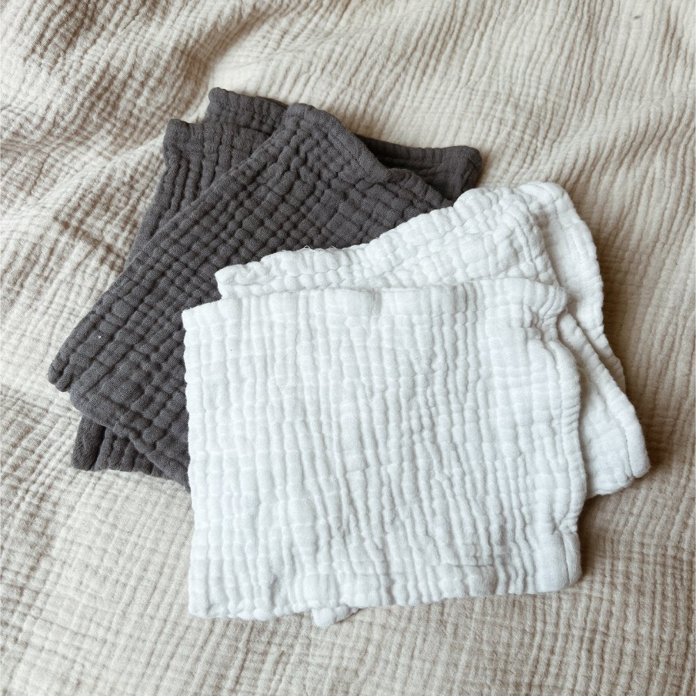 Tothemoon ☾ Tothemoon ☾ - Cotton Gauze Washcloths - Set of 3 - 4 Layers - Handmade Accessoires Clear White