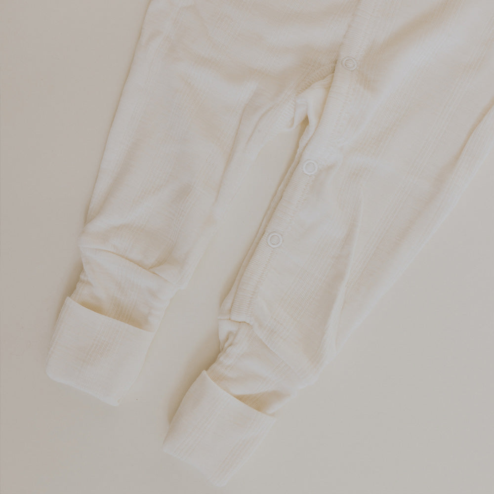 Tothemoon ☾ Tothemoon ☾ - Sleep suit - 2 in 1 Foot - Wool & silk - Needle pattern - Natural Clothing 50