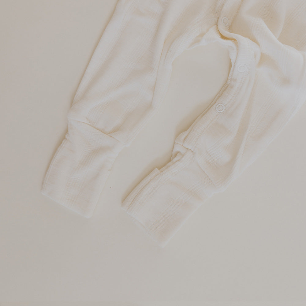Tothemoon ☾ Tothemoon ☾ - Sleep suit - 2 in 1 Foot - Wool & silk - Needle pattern - Natural Clothing 50