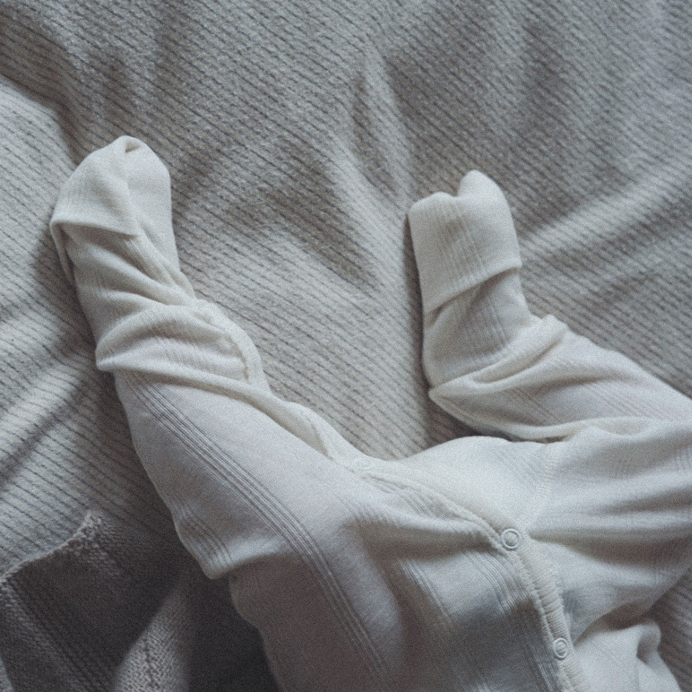 Tothemoon ☾ Tothemoon ☾ - Sleep suit - 2 in 1 Foot - Wool & silk - Needle pattern - Natural Clothing 50